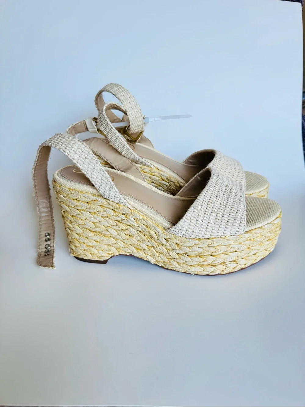 Sam Edelman Woven Platform Wedge Sandals in Cream